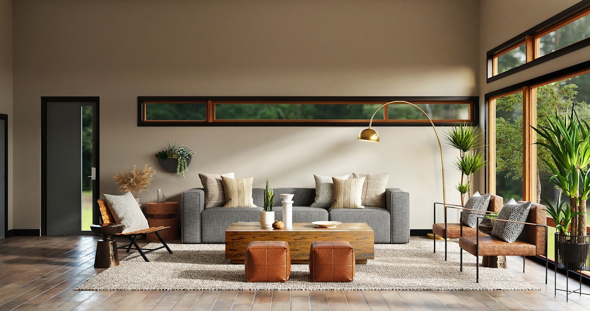 Airy sunlit dining space with lush plants and fresh clean vibe